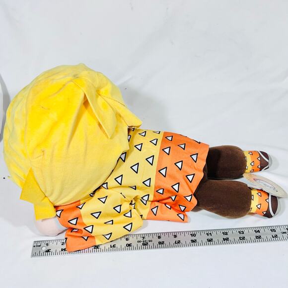 Demon Slayer Lay Down Plush Zenitsu Agatsuma Mega Jumbo Nesoberi Plush 40cm New - Picture 9 of 9